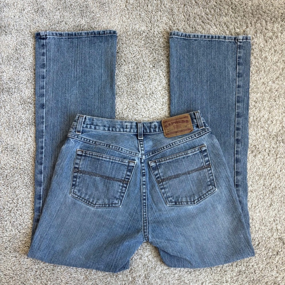 Vintage Express Low Rise Flare Jeans Size 7/8 Precision Fit Y2K Denim Tuscan Mom